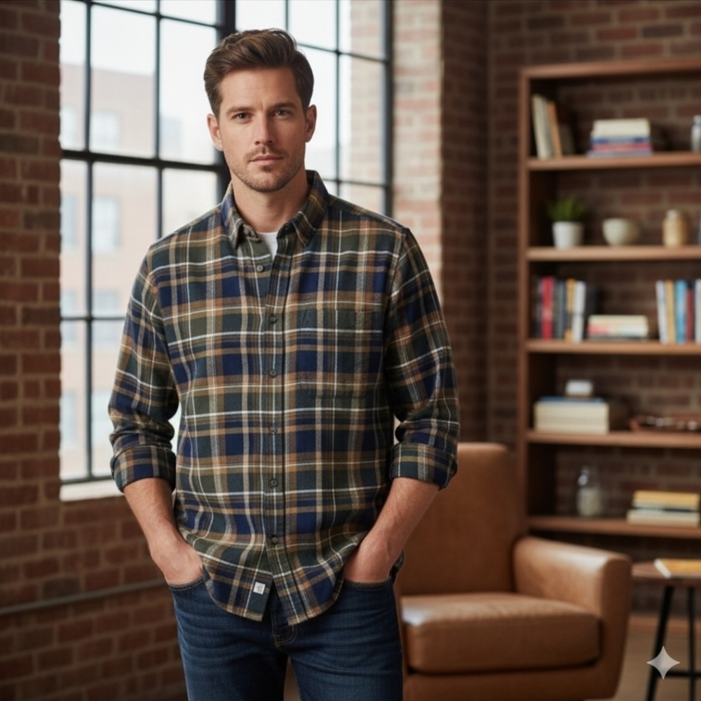 Eddie Bauer Bristol Flannel Shirt Mens S Brown Plaid Long Sleeve NEW